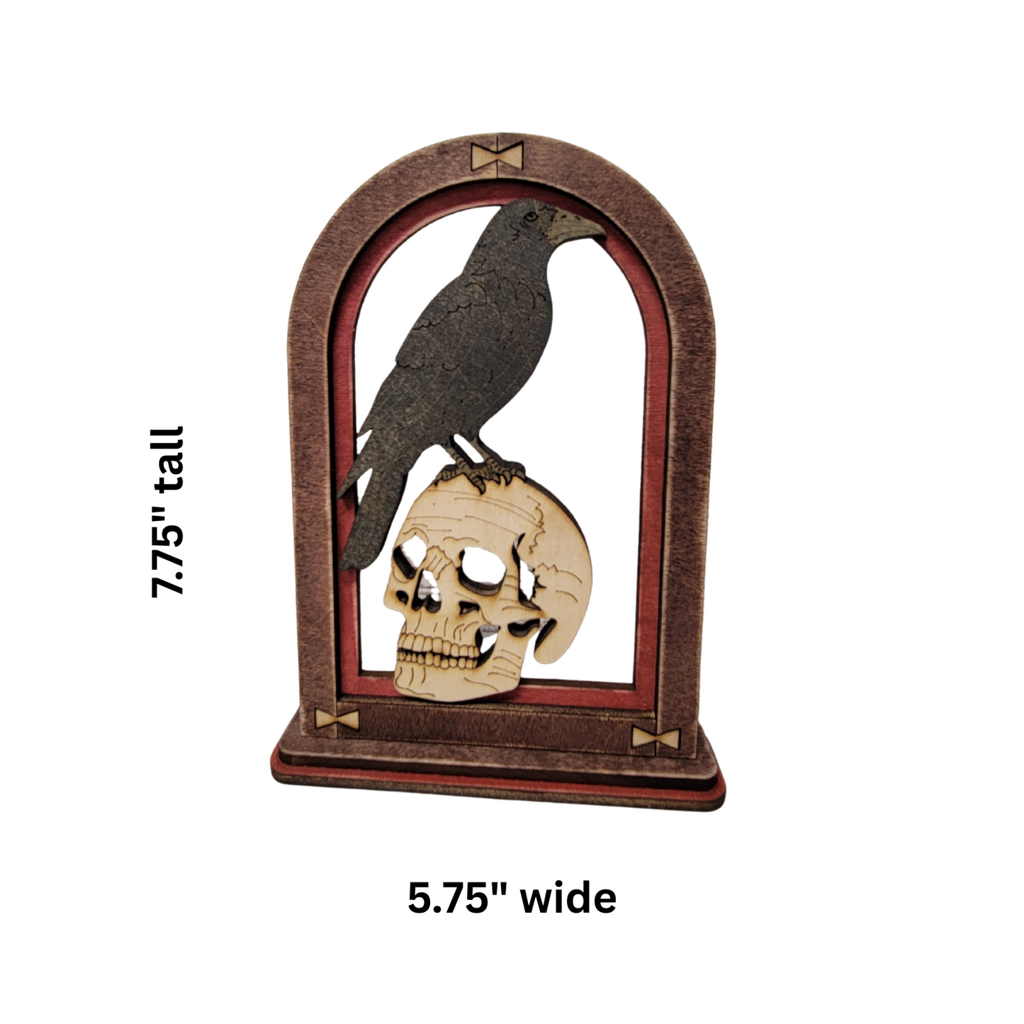 Raven and Skull Arch Mantle Decor