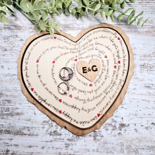 Personalized Reasons Why I Love You Log Heart Sign or Ring Tray for Valentine's Day