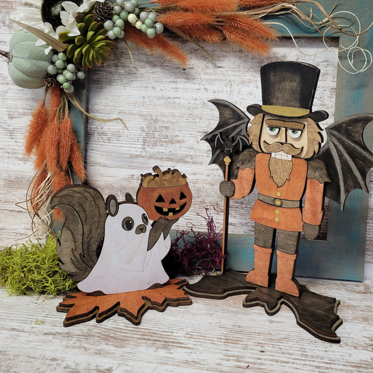 Nutcracker & Ghost Squirrel Mantle or Tabletop Display