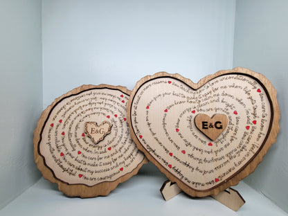 Personalized Reasons Why I Love You Log Heart Sign or Ring Tray for Valentine's Day