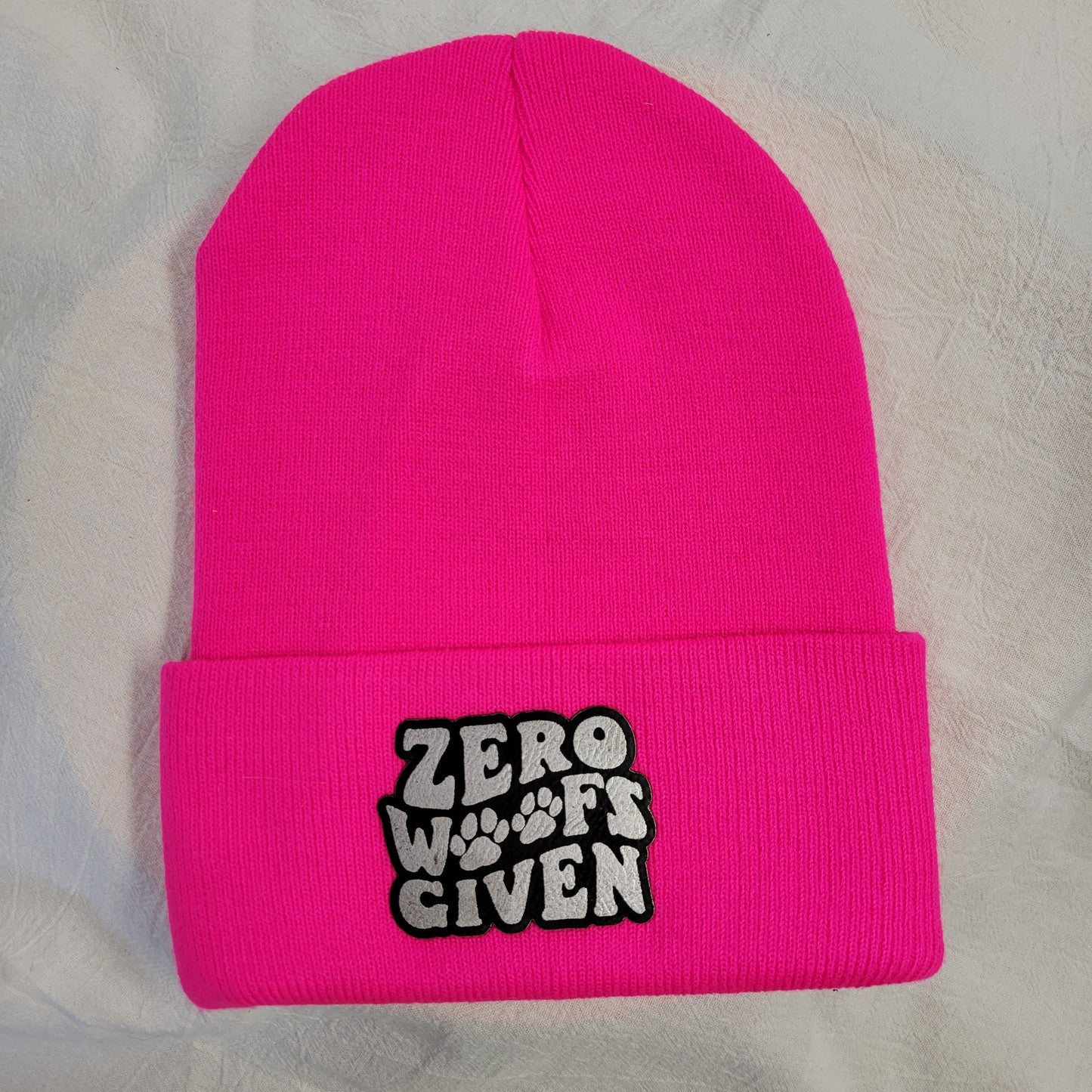 Beanies with pet quote patches