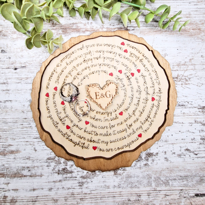 Personalized Reasons Why I Love You Log Heart Sign or Ring Tray for Valentine's Day