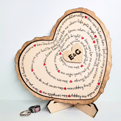 Personalized Reasons Why I Love You Log Heart Sign or Ring Tray for Valentine's Day