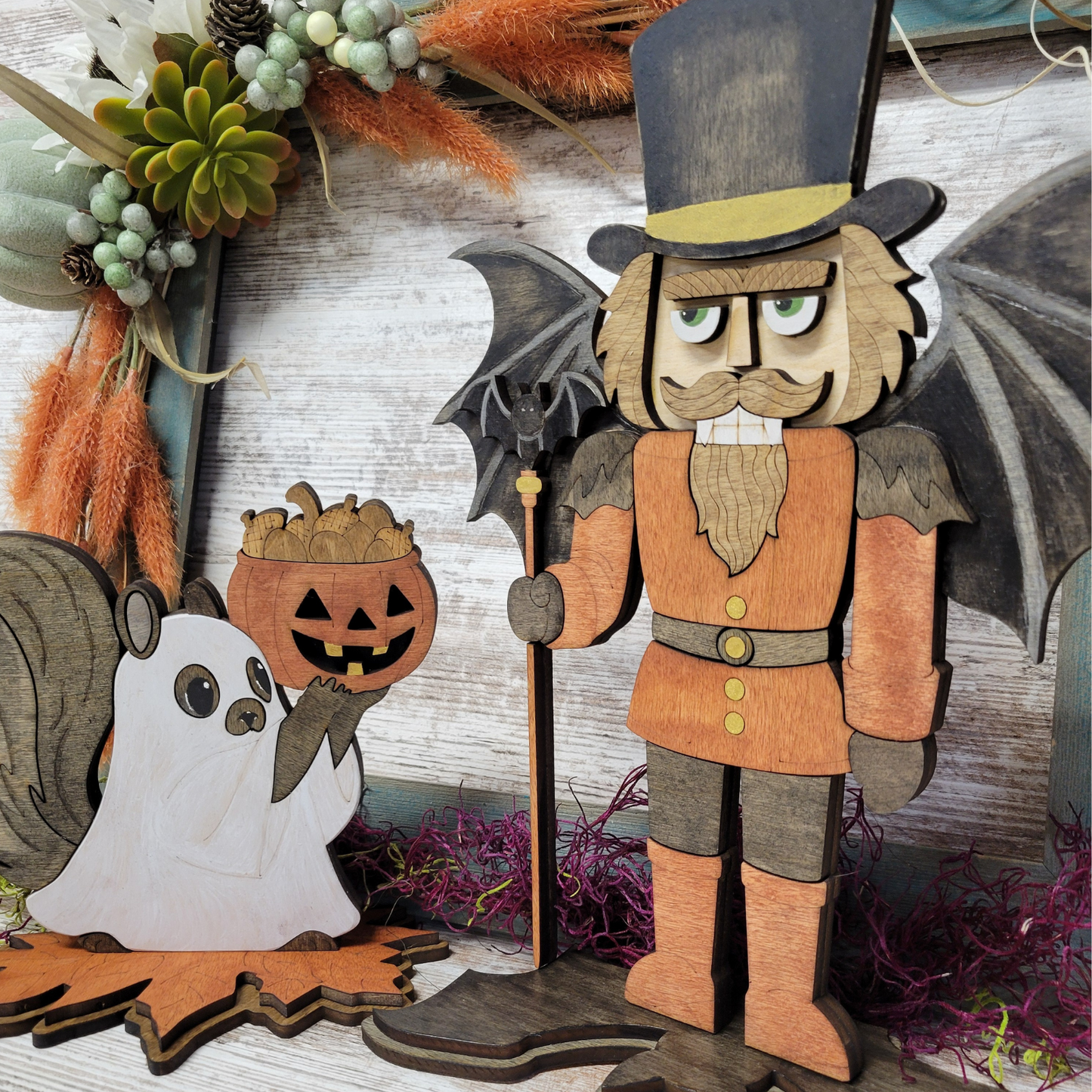 Nutcracker & Ghost Squirrel Mantle or Tabletop Display
