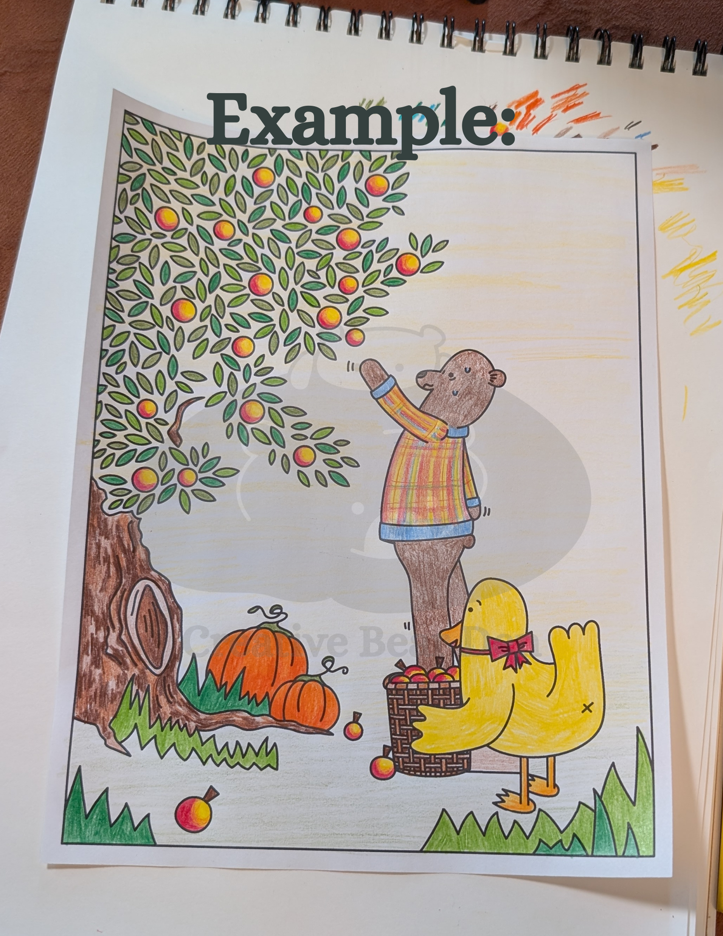 Bear and Duck Fall Coloring Page - Digital Download
