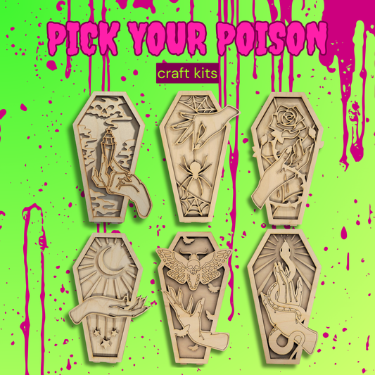 PICK YOUR POISON, Coffin DIY Craft Project Kit