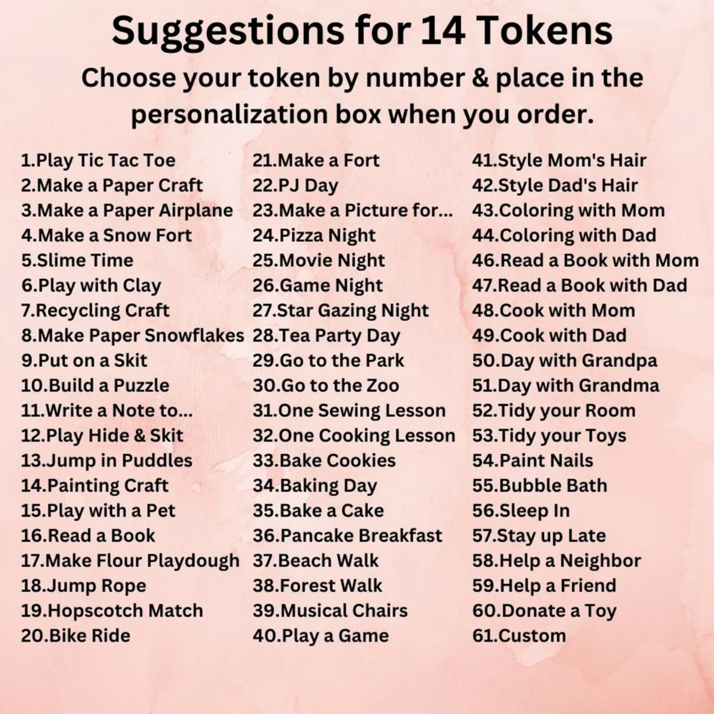 Family Activity Tokens for Valentine's Day or Rewards for Kids