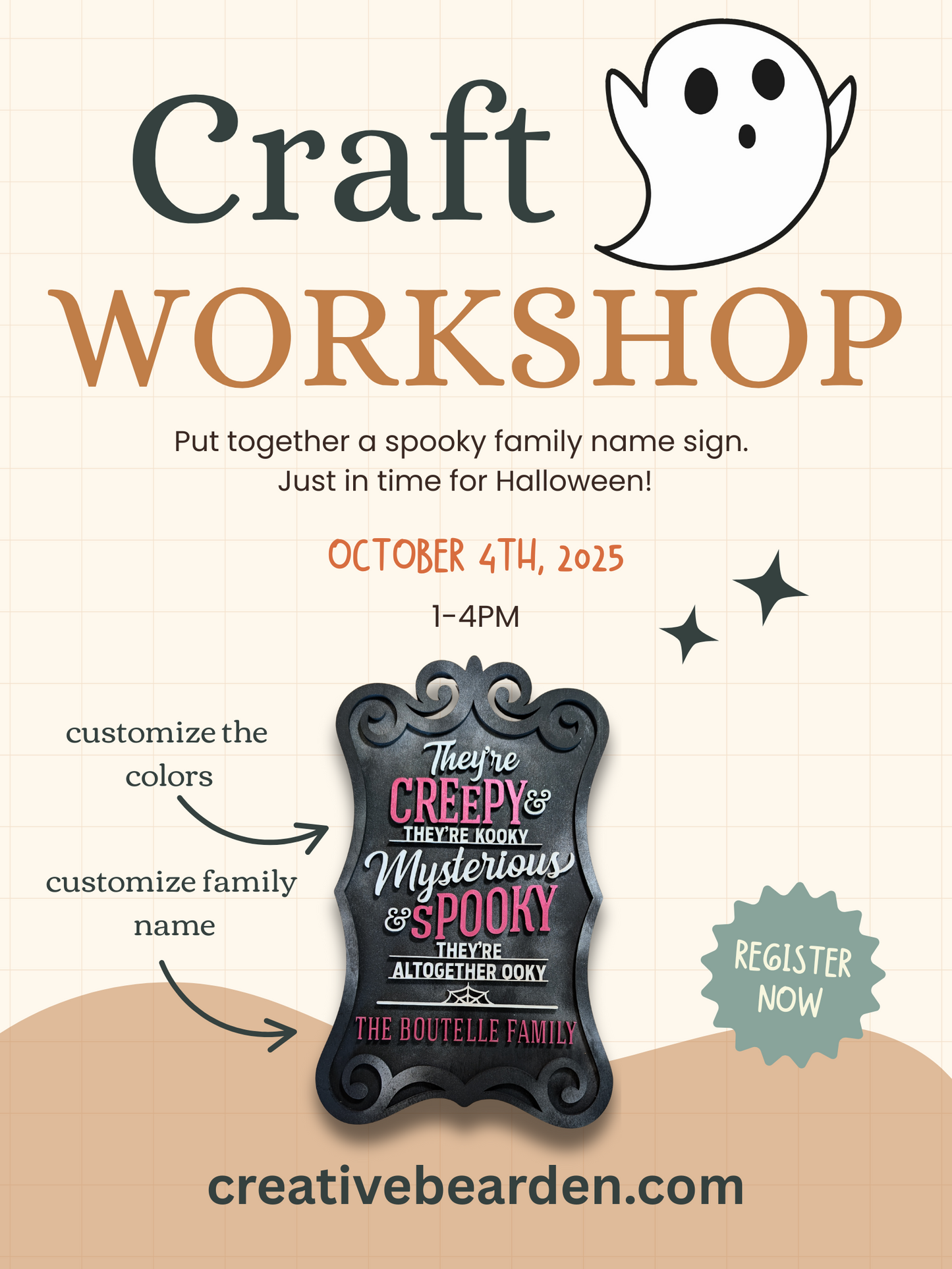 Halloween Your Family Name Sign Workshop Sign Up