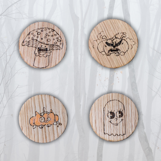 Halloween Magnets (Wood-Burned)